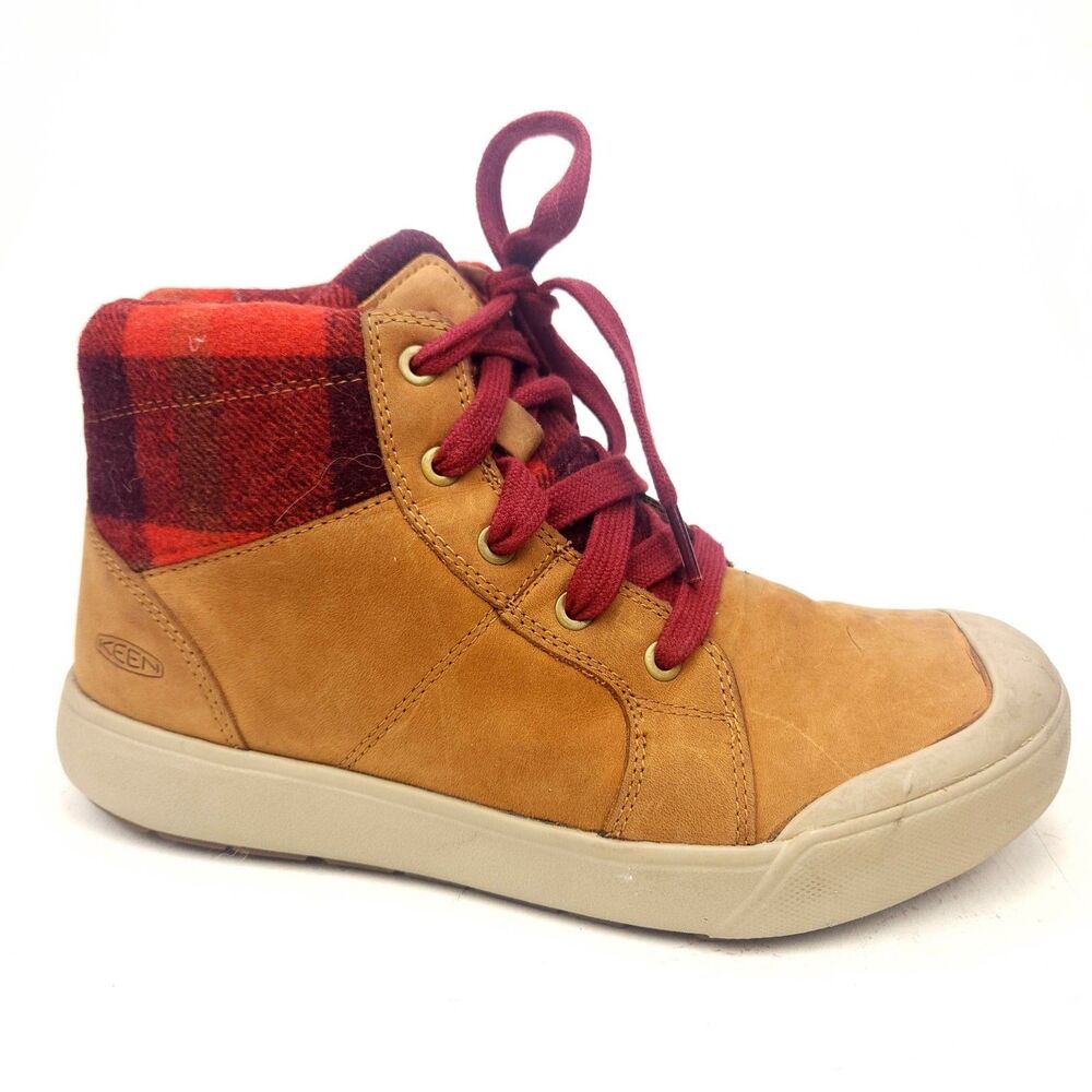 KEEN Elena Mid Casual Waterproof Boots Women’s 7.5 Thrush Leather Plaid 1022033